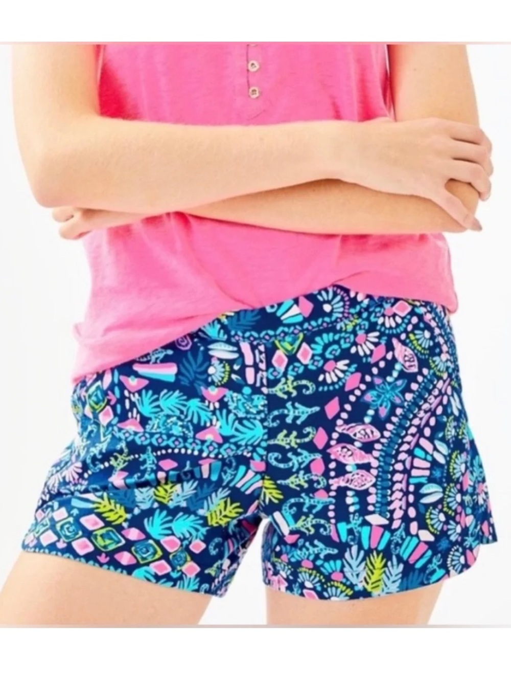 Lilly Pulitzer Ocean View Shorts Women’s Small Inky Blue Glow and Flow